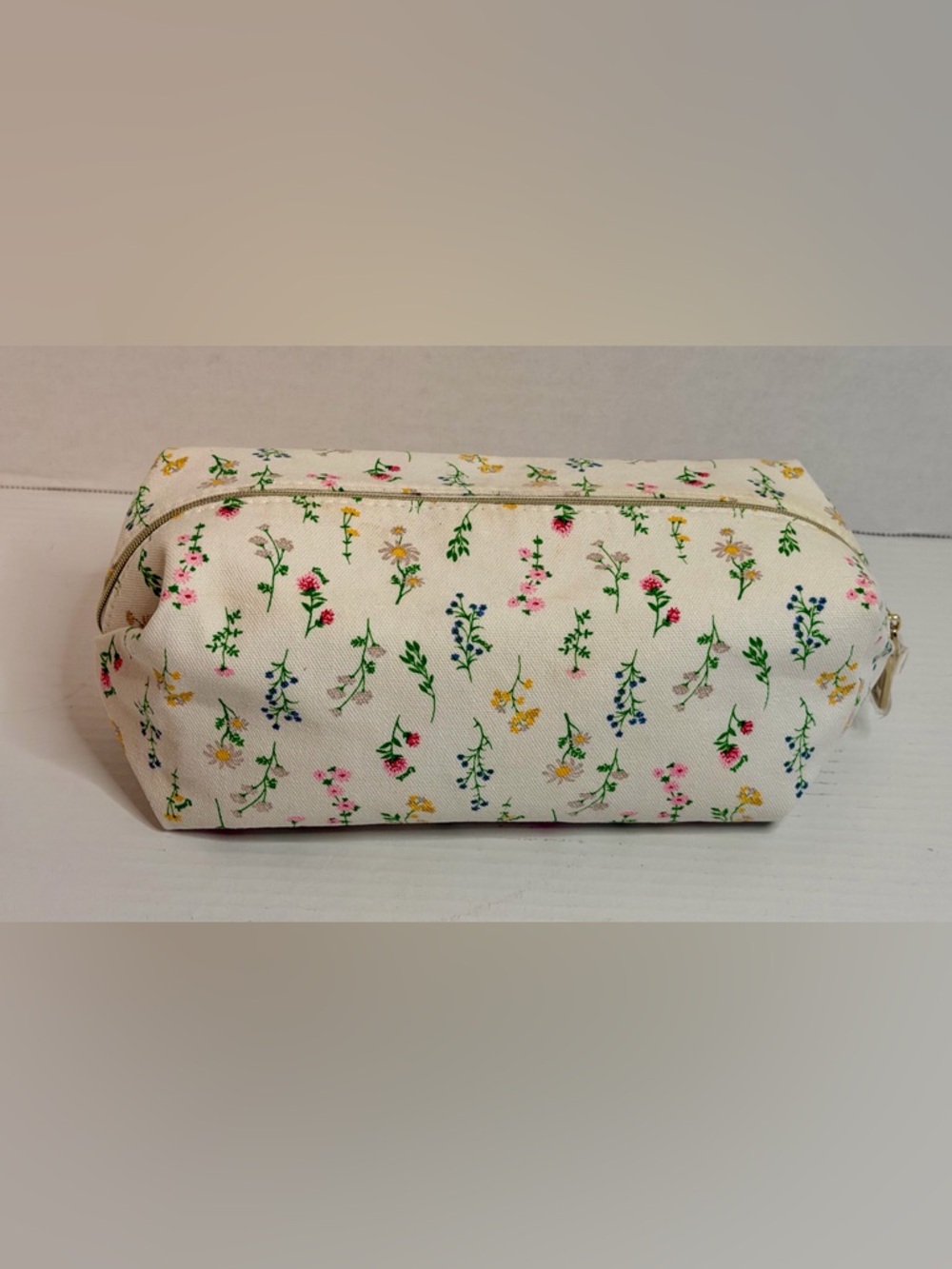 Coach Floral Fragrance Canvas Cosmetic Pouch in Cream with Multi-Color Blooms - Picture 5 of 10